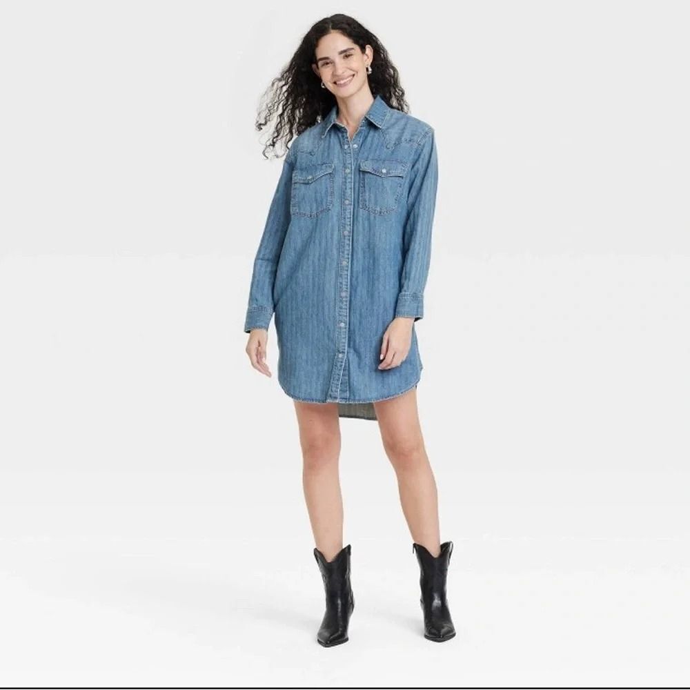 Universal Thread Denim Shirt Dress - Western style - Womens SMALL - NEW